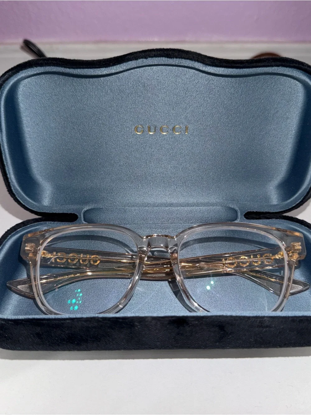 Gucci unisex Clear/Champagne Eyeglass Frames w/ Gucci Case
